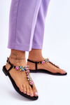 Suede Flip Flops With Stones Black Frency