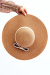 Classic Hat With Decorative Bow Beige 