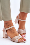Leather Low Heel Sandals Sergio Leone SK898 Beige