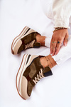Women's Suede Sports Shoes Green and Beige Elisse