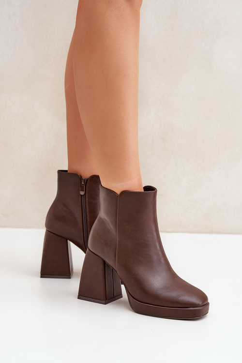 High Heel Booties Eco Leather Dark Brown Selarae