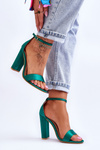 Satin High Heel Sandals Green Linsy