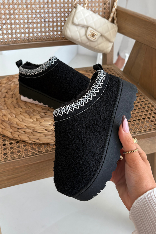 Children Youth Snow Boots With Sheep Fur Type Black Selathiel