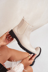 Women's ankle boots with flat heel beige Selanna