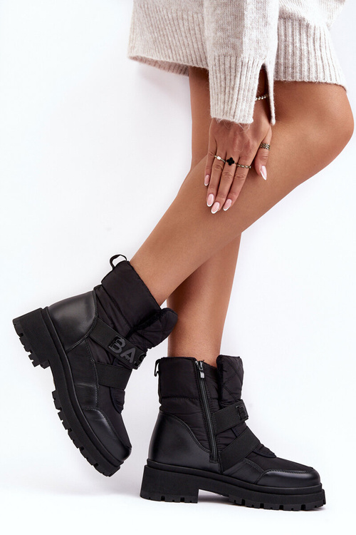 Women's Zip-Up Snow Boots Insulated Black Zeva