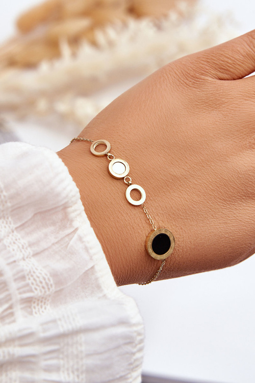 Bracelet On A Thin Chain Of Circles With Roman Numbers Gold