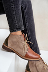 Leather Ankle Boots On A Flat Heel Brown Zazoo 4078