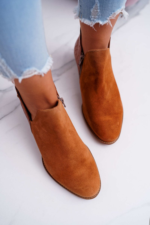 Women's Leather Booties Maciejka Red Animal Pattern 04091-29