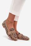 Loafers Women's Moccasins With Decorative Element Leopard Print Beige Evelora