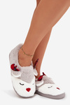 Christmas Women's Slippers With Reindeer Motif Furry Gray Orsella