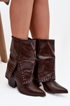 Cowboy Boots With Turned Over Shaft And Embellishment Insulated Chocolate Inessia