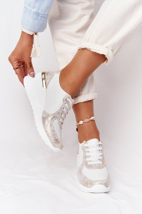 Leather Wedge Sneakers S.Barski White-Gold