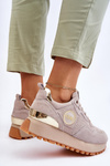 Women's Suede Platform Sports Shoes GOE LL2N4001 Beige