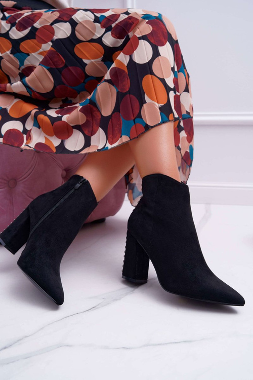 Women's High Heeled Boots with Spike Rivets RB23P Black Snack