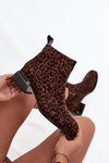 Ankle boots made of natural suede with leopard print D&A JC52-852 Brown