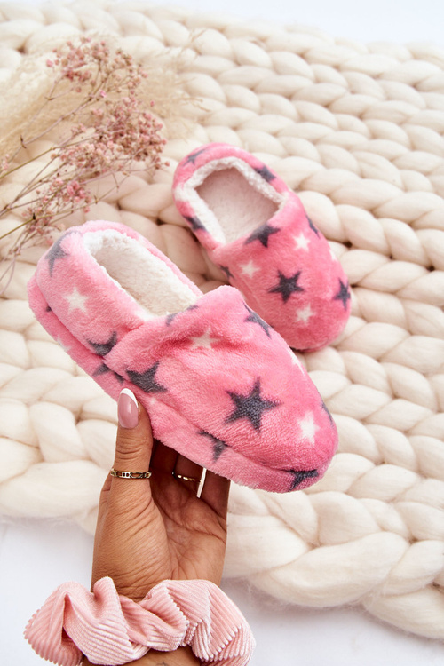 Papcie Dziecięce Ocieplane Wsuwane Gwiazdy Różowe Meyra