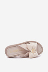 Ladies Leather Platform Sandals With Bow CheBello 4647 Beige