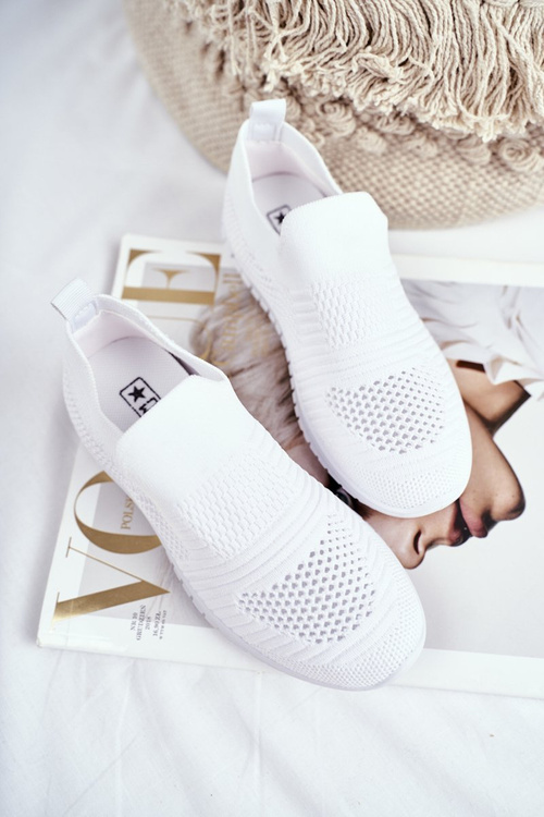 Dziecięce Sportowe Buty Slip-On Białe Bobi