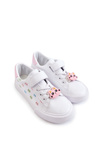 Children's Leather Sneakers With Velcro Print White Bonnie