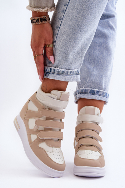 Women's High Sports Shoes On Hidden Wedge Beige Inari