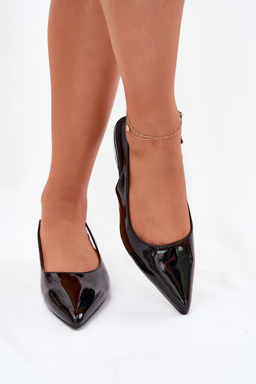 Lacquered Ballerinas On Low Heel Black Testori