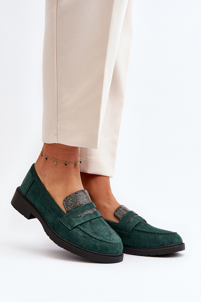 Women's Embellished Loafers Dark Green Dananei