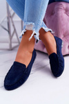 Sergio Leone Women's Suede Moccasins Navy Blue Winted