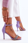 Sandały Zamsz Szpilki Dżety Fioletowe Moments LY-9268-3