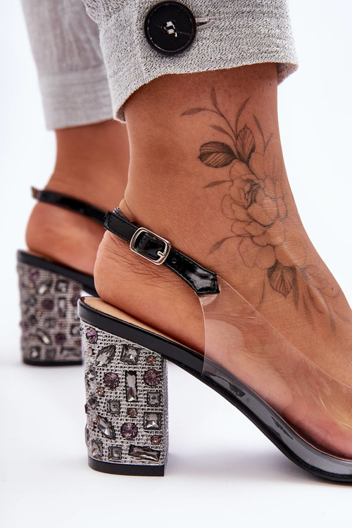 Transparent Stylish Heels On Heel Black SBarski MR1037-17