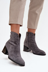 Women's boots from natural suede with heel lined Vinceza 66806 Gray