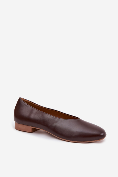 Women's Ballerinas Made of Eco Leather Flat Heel Brown Olyssia