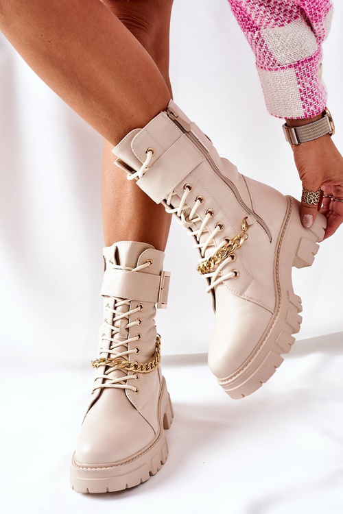 High Boots on a Massive Platform Beige Tanaros