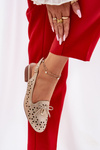 Perforated Ballerinas With Open Heel Gold Navinnia