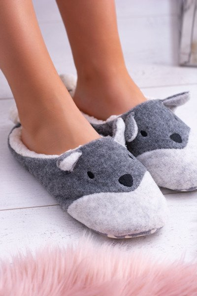 SOXO Women's Home Slippers Animals A Grey
