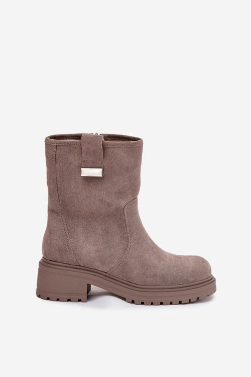 Insulated Women's Ankle Boots Low Heel Gray Mirellea