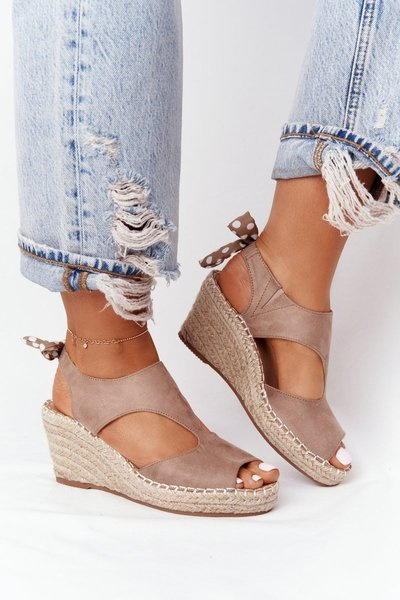 Wedge Sandals With Braids Beige Mykonos