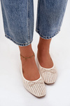 Ballet Flats With Weaving And Bow Ecru Belirra