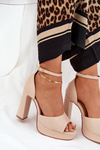 Womens Sandals On A Heel And Platform Eco Leather Beige Lomman