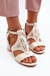 Beige Low Heel Sandals Eleriva