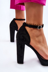 Suede Sandals On Heel Black Spectacular