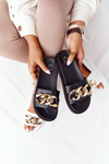 Slippers On The Platform With A Chain Black Vacation