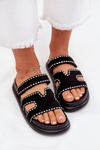 Women's Sandals With Decoration On The Platform Black Delyna