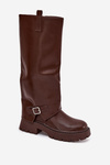 Insulated boots with rolled shaft and buckle chocolate Fiorae