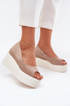 Womens wedge and platform sandals beige Felyra