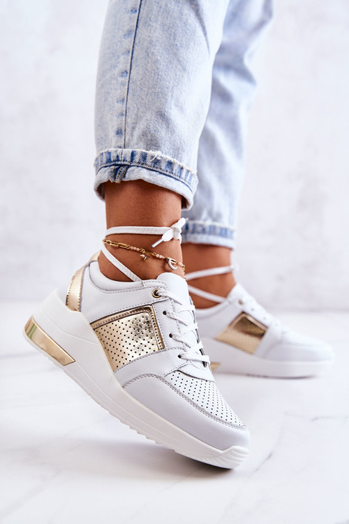 Women's Leather Sport Shoes On a Wedge White Larson