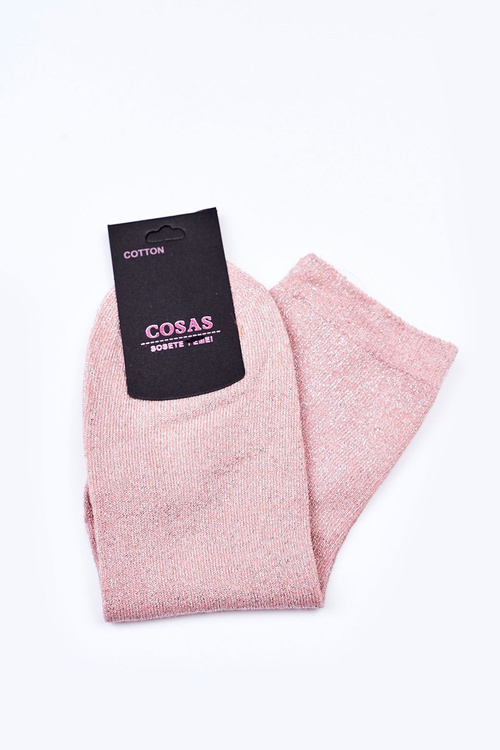 Women's Cotton Socks With Silver Thread COSAS Salmon Color