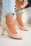 Classic Women's Pumps On A Block Heel Suede Beige Eleanor