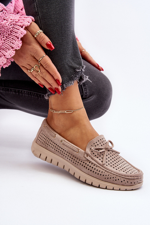 Mokasyny Damskie Kokarda Beżowe Reece 87974