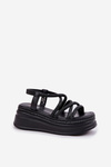 Sandals On Massive Platform With Intertwining Straps Black Lanathea