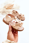 Children's Sandals With Velcro Beige Lussia